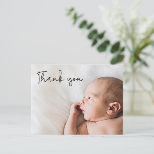 カスタムモダン生まれたばかりの写真Baby Shower 感謝してい you 案内ポストカード (スタンド正面)