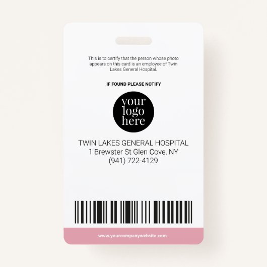 カスタムモダン病院の従業員の写真IDピンク バッジ (裏面)
