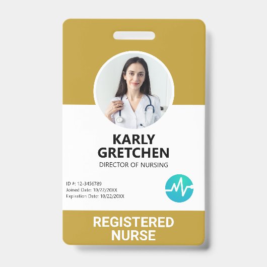 カスタムモダン病院の従業員写真ID黄色 バッジ (正面)