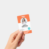 カスタムモダン病院従業員写真IDオレンジ バッジ (手持ち)