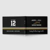 カスタムモダン白黒金ゴールド結婚のゲストブック ゲストブック (全面)