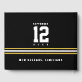 カスタムモダン白黒金ゴールド結婚のゲストブック ゲストブック (裏面)