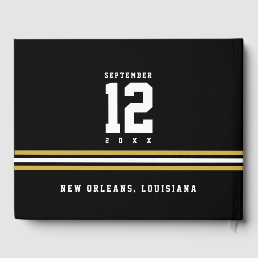 カスタムモダン白黒金ゴールド結婚のゲストブック ゲストブック (裏面)