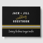 カスタムモダン白黒金ゴールド結婚のゲストブック ゲストブック (正面)