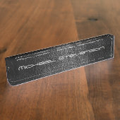 カスタムモダン皮革効果名札 デスクネームプレート (側面)