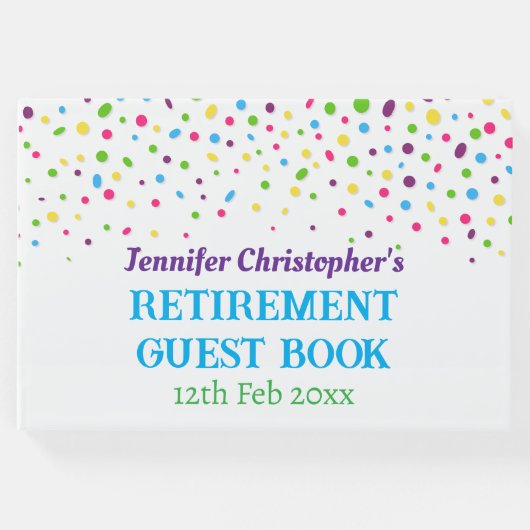 カスタムモダン紙吹雪カラフル退職 ゲストブック (正面)