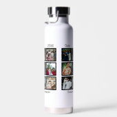 カスタムモダン結婚記念日9フォトコラージュ ウォーターボトル (右面)