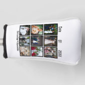 カスタムモダン結婚記念日9フォトコラージュ ゴルフヘッドカバー (正面)