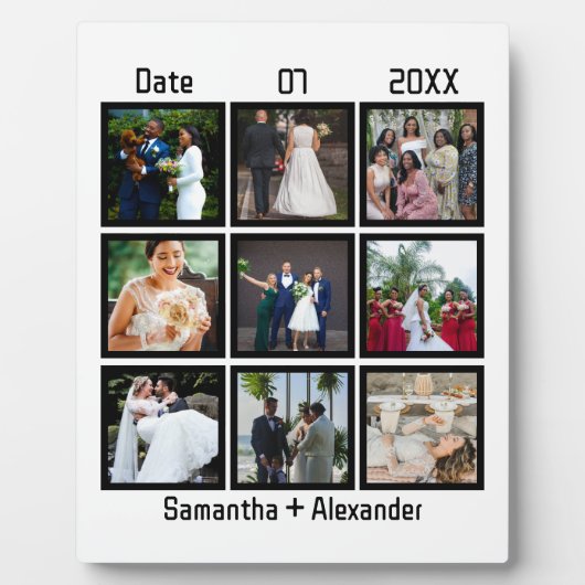 カスタムモダン結婚記念日9フォトコラージュ フォトプラーク (正面)
