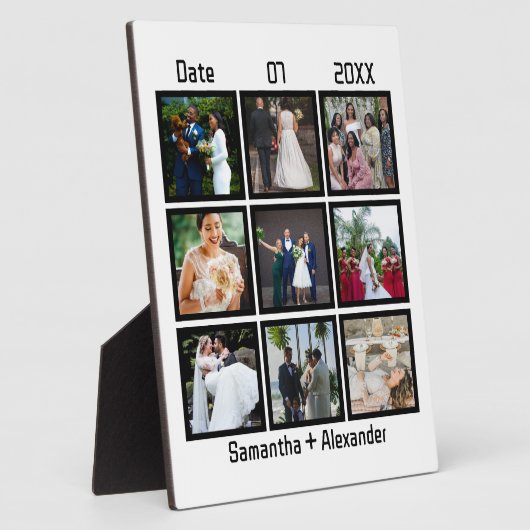 カスタムモダン結婚記念日9フォトコラージュ フォトプラーク (側面)