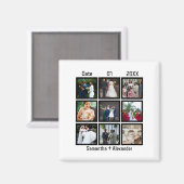 カスタムモダン結婚記念日9フォトコラージュ マグネット (正面/裏面)