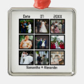 カスタムモダン結婚記念日9フォトコラージュ メタルオーナメント (正面)