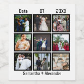 カスタムモダン結婚記念日9フォトコラージュ ワインラベル (シングルラベル)