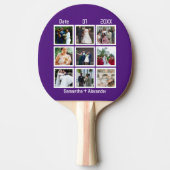 カスタムモダン結婚記念日9フォトコラージュ 卓球ラケット (正面)
