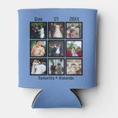 カスタムモダン結婚記念日9フォトコラージュ 缶クーラー (正面)