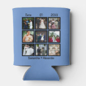 カスタムモダン結婚記念日9フォトコラージュ 缶クーラー (裏面)