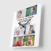 カスタムモダン葬6写真コラージュ スクエア壁時計 (傾斜)