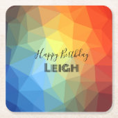 カスタムモダン虹の幾何形状 スクエアペーパーコースター (正面)