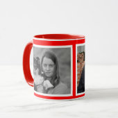 カスタムモダン赤2枚の写真コラージュ マグカップ (正面左)
