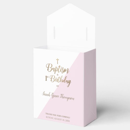 カスタムモダン金ゴールドクロス洗礼初誕生日 フェイバーボックス (オープン)