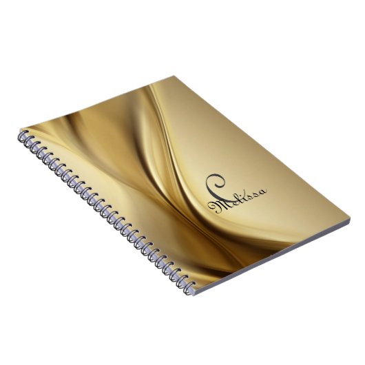 カスタムモダン金ゴールドモノグラム名ノート ノートブック (右側)