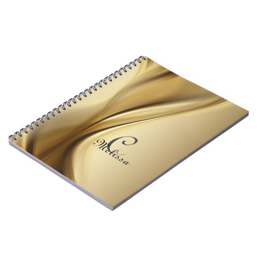 カスタムモダン金ゴールドモノグラム名ノート ノートブック (左側)