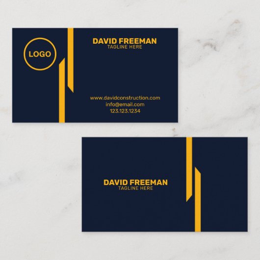 カスタムモダン黄と青のロゴ建築 名刺 (正面/裏面)