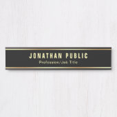 カスタムモダン黒と金ゴールドのテンプレート サインプレート (正面)