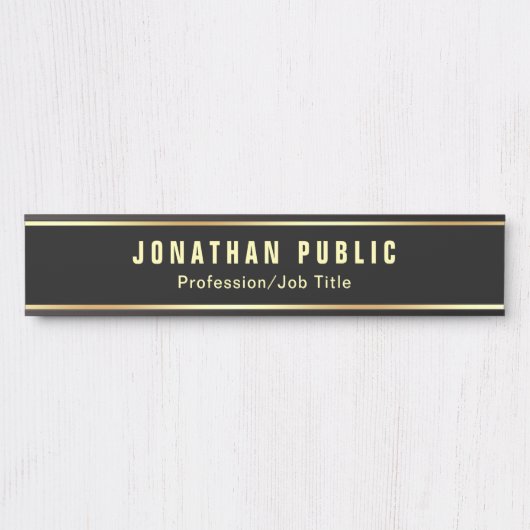 カスタムモダン黒と金ゴールドのテンプレート サインプレート (正面)