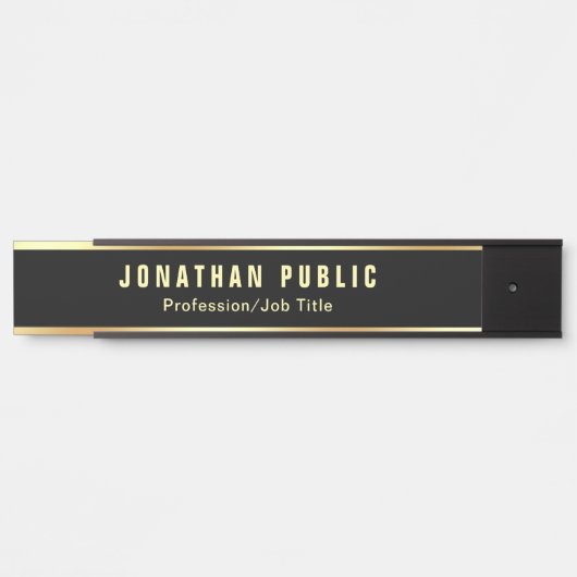カスタムモダン黒と金ゴールドのテンプレート サインプレート (正面)