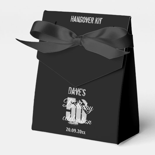 カスタムモダン黒番50歳の誕生日パーティー フェイバーボックス (正面サイド)