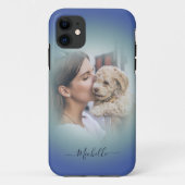 カスタムモダン1フォトブルーティール(緑がかった色)グラデーション電話 Case-Mate iPhoneケース (裏面)