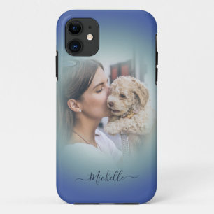 カスタムモダン1フォトブルーティール(緑がかった色)グラデーション電話 iPhone 11 ケース
