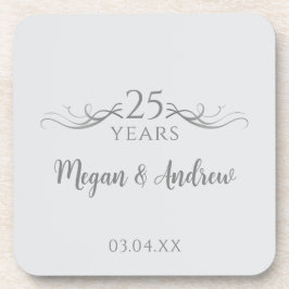 カスタムモダン25結婚周年記念パーティー コースター