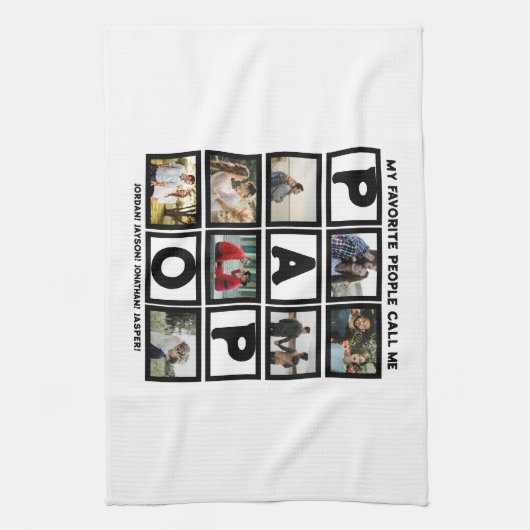 カスタムモダンGrandpa Papo 8 Photo Collage キッチンタオル (縦)