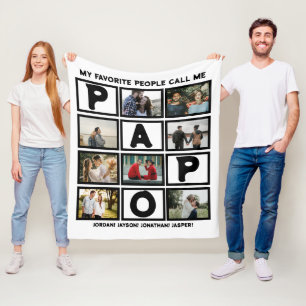 カスタムモダンGrandpa Papo 8 Photo Collage フリースブランケット