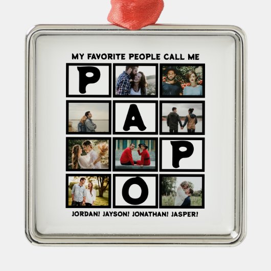 カスタムモダンGrandpa Papo 8 Photo Collage メタルオーナメント (正面)