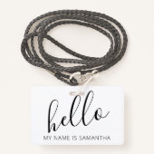カスタムモダンHello Name バッジ (正面ランヤード)