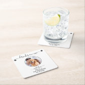 カスタムモダンPet Dogの写真ドリンク結婚Photo Drink スクエアペーパーコースター (インサイチュ)