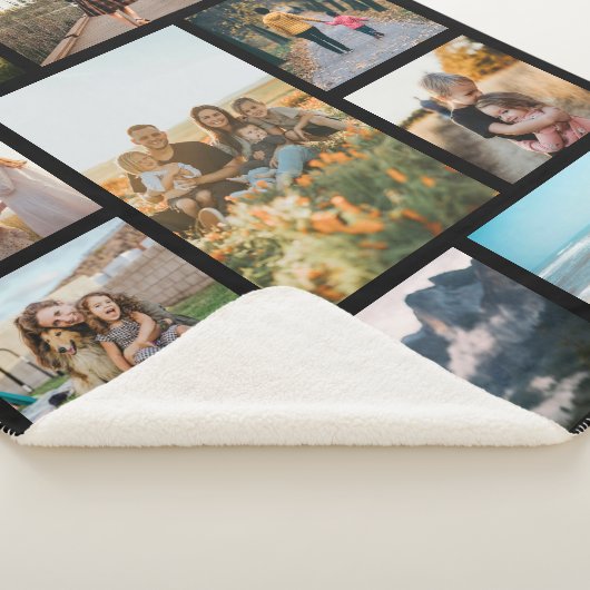 カスタムモダンPhoto Collageファミパーソナライズされたリ シェルパブランケット (3/4)