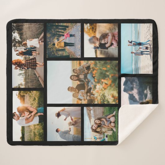 カスタムモダンPhoto Collageファミパーソナライズされたリ シェルパブランケット (正面(横))