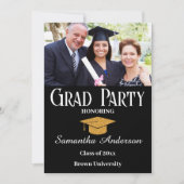 カスタムモダンPhoto Collage Black Graduation Party 招待状 (正面)
