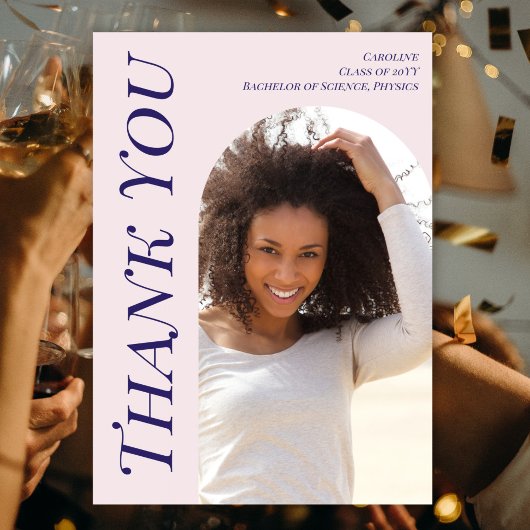 カスタムモダンPink Graduation 2025 Arch Photo サンキューカード