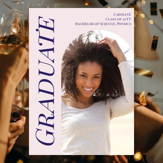 カスタムモダンPink Graduation 2025 Arch Photo 案内状