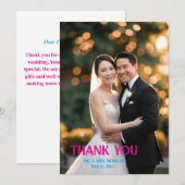 カスタムモダンScriptシンプル Photo結婚's サンキューカード (正面/裏面)