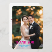 カスタムモダンScriptシンプル Photo結婚's サンキューカード (正面/裏面)