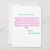 カスタムモダンScriptシンプル Photo結婚's サンキューカード (裏面)