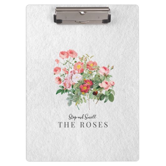カスタムモダンScript Waterカラーフローラバラ クリップボード (正面)