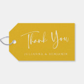 カスタムモダンScript Yellow結婚's Thank You ギフトタグ (裏面横)