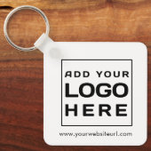 カスタムモダンSquare Business LogoとWebサイト キーホルダー (正面)